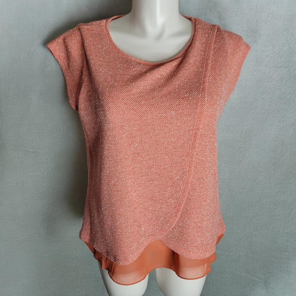 Peck & Peck Coral Mesh Top Size XL